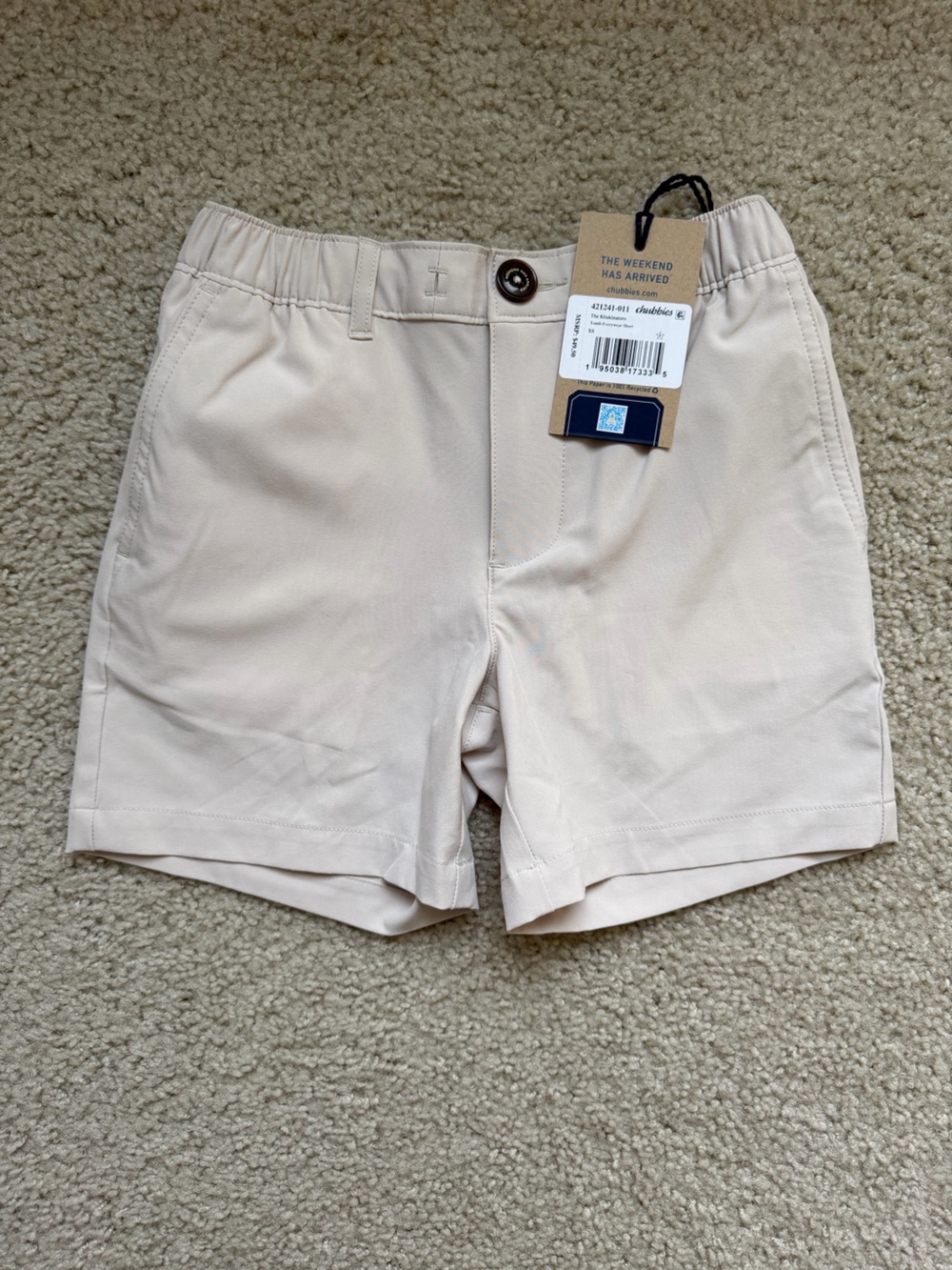 NWT Chubbies  Boy’s Khaki Shorts- “Youth Everywhere Short” XS 6/7